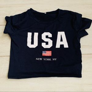 Navy blue USA crop top tee